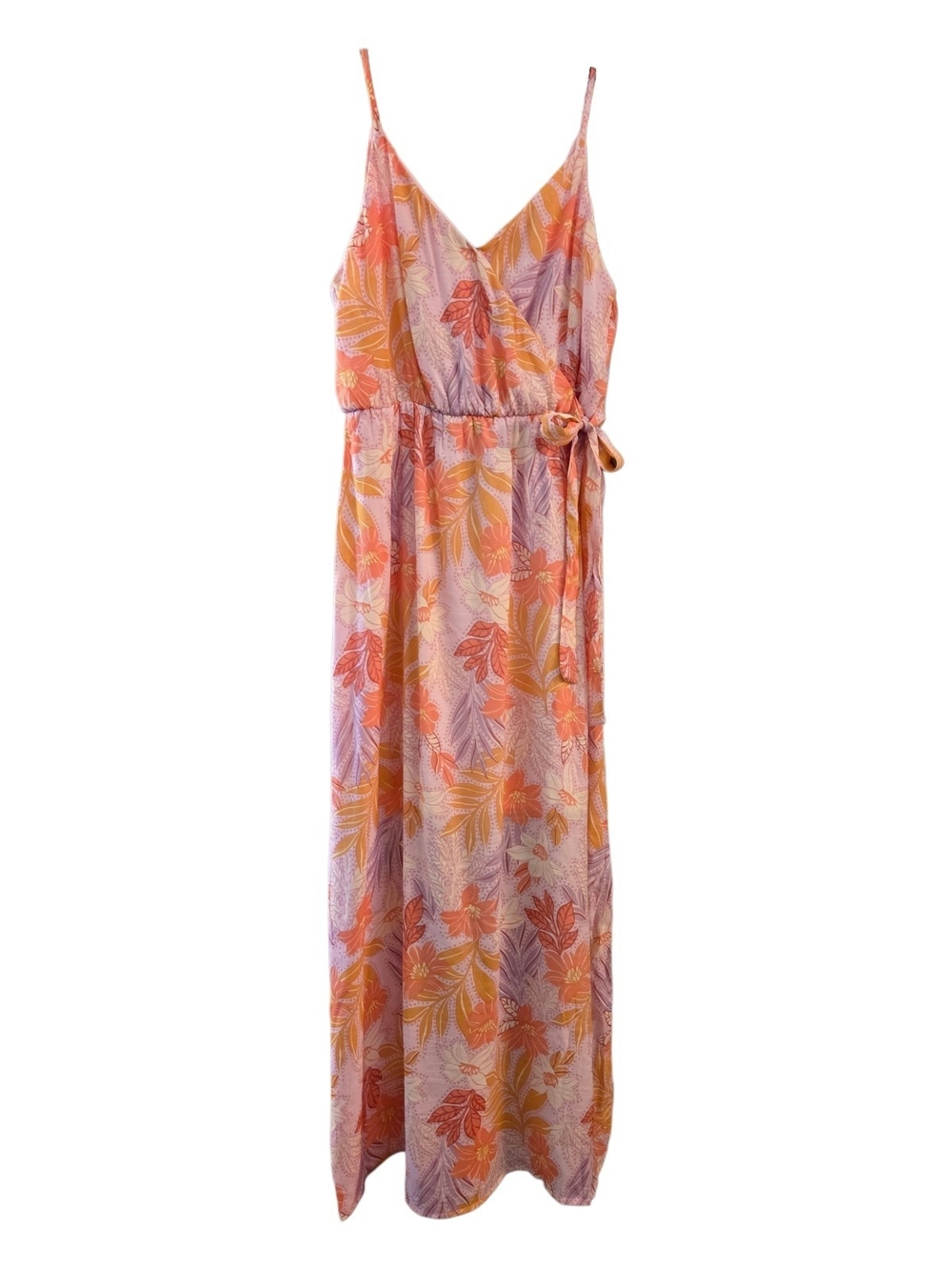 NWT Gilli Women's Pink, Orange & Lavender Floral Sleeveless Maxi Dress - Size L